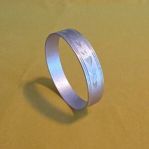 Silver-Tone Etched Floral Bangle Bracelet